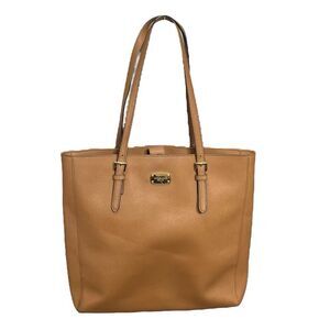 Michael Kors Jet Set Travel Tote Luggage Brown Leather Structured Bag One Size